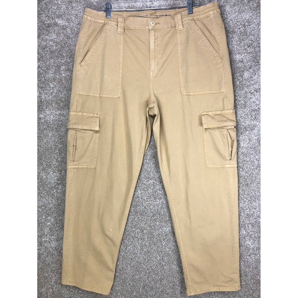 American Eagle High Rise Utility Cargo Pants Women 18 Khaki Stretch Outdoor Chic